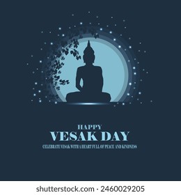 Vesak Day or Buddha Purnima celebrated as Lord Gautama Buddha's birthday vector illustration.  