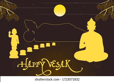 Vesak day celebration, Happy Vesak. Birth, Enlightenment and death of lord Buddha, Peaceful religion. True compassion