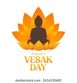 Vesak Day celebration logo design with orange lotus flower. 