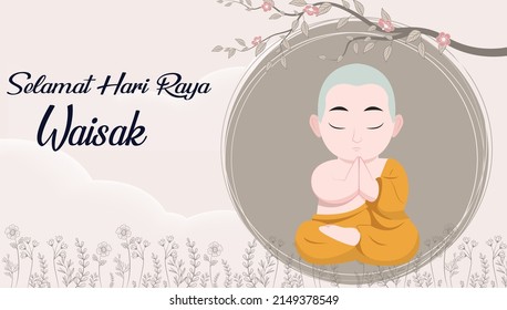 Vesak Day Creative Concept for Card or Banner. Vesak Day is a holy day for Buddhists. Happy Buddha Day with Siddhartha Gautama Statue Design Vector Illustration