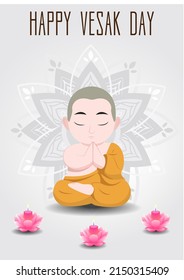 Vesak Day Creative Concept for Card or Banner. Vesak Day is a holy day for Buddhists. Happy Buddha Day with Siddhartha Gautama Statue Design Vector Illustration