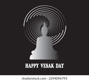 Vesak Day Creative Concept for Card or Banner. Vesak Day is a holy day for Buddhists. Happy Buddha Day with Siddhartha Gautama Statue Design Vector art Illustration