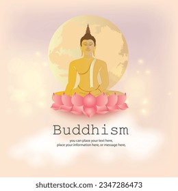 Vesak Day Creative Concept for Card or Banner. Vesak Day is a holy day for Buddhists. Happy Buddha Day Design Vector Illustration