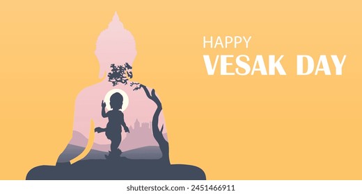 Vesak Day Creative Concept für Card oder Banner Vorlage
