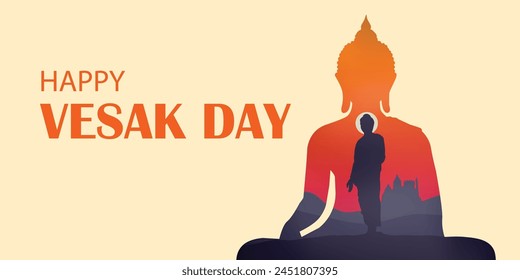 Vesak Day Creative Concept for Card or Banner template