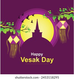 Vesak Day Concepto Creativo para Tarjeta o Anuncio. Celebración de fondo de arte, feliz día de vesak deseo.
