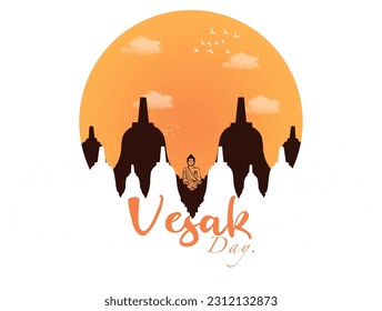 Vesak Day Creative Concept for Greeting Card and Banner Vector Illustration for Buddha Day 