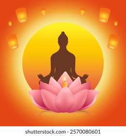 Vesak Day creative concept for postcard or banner. Vesak Day is a holy day for Buddhists.