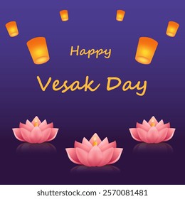 Vesak Day creative concept for postcard or banner. Vesak Day is a holy day for Buddhists.