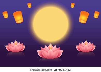 Vesak Day creative concept for postcard or banner. Vesak Day is a holy day for Buddhists.