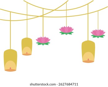 Vesak Decoração Dia Pendurado Linha Arte