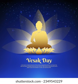 Vesak Day design with Buddha vector. Celebration Vesak Day background with shinny Lord Buddha silhouette