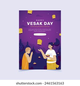 Vesak day festival on vertical poster template