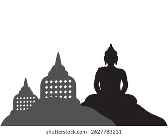 Vesak Day Frame Line Art Illustration