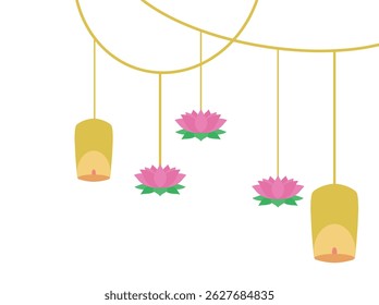 Vesak Day Hanging Line Illustration