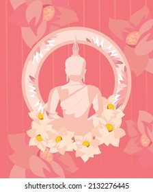 vesak day illustration with buddha staute