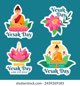 Vesak Day Label Flat Cartoon Hand Drawn Templates Background Illustration