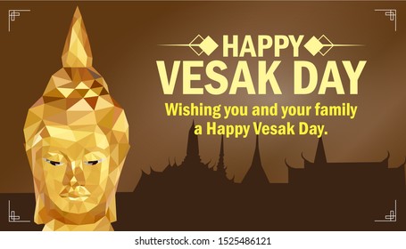 Vesak day  and polygon of buddhism  background, Sillhoutte of temples background, Thailand holiday texture.