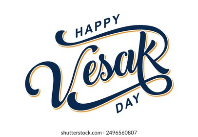 Vesak Day typography Design, Vesak Day text vector, Vesak Day lettering with lotus flower
