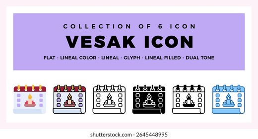 Vesak Icon Collection 6 Einzigartige Kalender-Designs