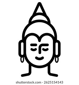 Vesak icon set. It includes Buddha. Vesak day, Buddhism. Buddha icon vector stock illustration.