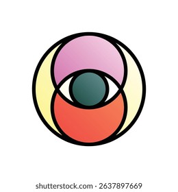 Vesica piscis. Editable vector icon, coloured with outlined stroke.