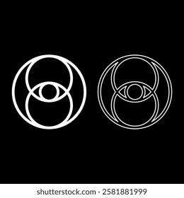 Vesica piscis eye gold sacred geometry symbol set icon white color vector illustration image solid fill outline contour line thin flat style