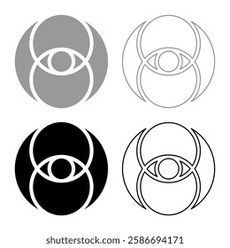 Vesica piscis eye gold sacred geometry symbol set icon grey black color vector illustration image solid fill outline contour line thin flat style