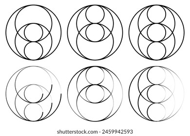 Vesica piscis geometry inside lines circles vector illustration.