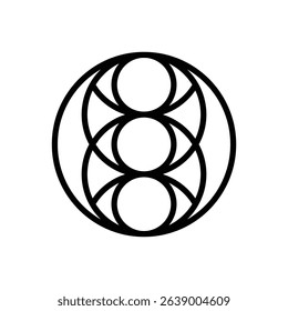 Vesica trinity. Editable stroke vector icon.