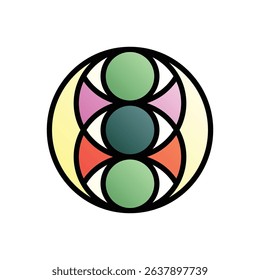 Vesica trinity. Editable vector icon, coloured with outlined stroke.