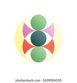 Vesica trinity. Editable vector icon, coloured.