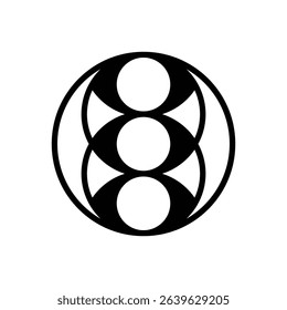Vesical trinity. Outlined stroke vector icon with black-filled details.