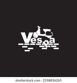 Vespa design with white walls and black background