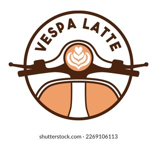 Vespa Latte Cafe Logo Vector isolated white background