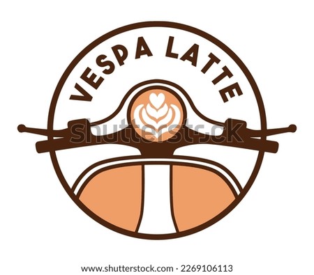 Vespa Latte Cafe Logo Vector isolated white background