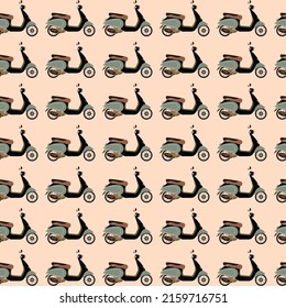 vespa motor scooter repeating isolated motorcycles vector seamless pattern