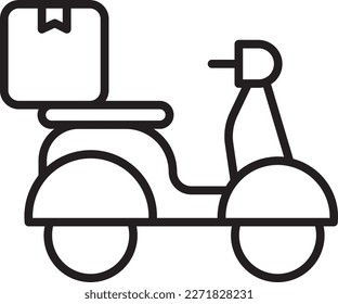 Vespa motorbike delivery service icons with black filled outline style. Shipping logistics symbol sign. Simple vector illustration. Related to package, fee, fast courier