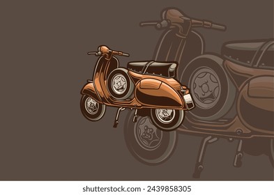 The Vespa motorbike logo with a retro style rider,presents a classic and elegant impression, reflecting timeless charm and timeless style.