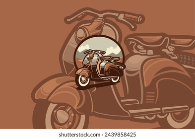 The Vespa motorbike logo with a retro style rider,presents a classic and elegant impression, reflecting timeless charm and timeless style.