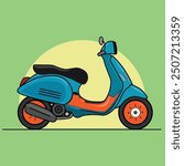 Vespa motorbike modification vector. Motorcycle vintage flat design illustration