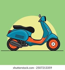 Vespa motorbike modification vector. Motorcycle vintage flat design illustration