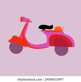 Vespa motorbike vector with the dominant color red