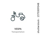 Vespa outline vector icon. Thin line black vespa icon, flat vector simple element illustration from editable transportation concept isolated on white background