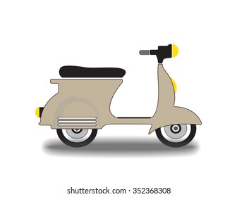 Vespa scooter on shadow white background.