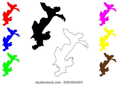 Vespasiano city (Federative Republic of Brazil, Minas Gerais state) map vector illustration, scribble sketch Vespasiano map