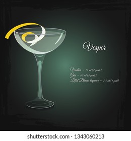 Vesper alcohol cocktail vector