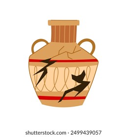 vessel broken antique pot cartoon. urn jug, archeology clay, roman greece vessel broken antique pot sign. isolated symbol vector illustration