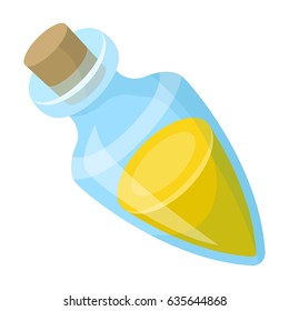 The vessel is a container for storing olive oil. The vessel for olive oil is glass. The container is covered with oil cork by a cork stopper.Olives single icon in cartoon style vector symbol stock .