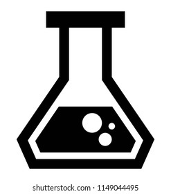 
A vessel having fluid chemical in it with a wide bottom depicting erlenmeyer flask 
